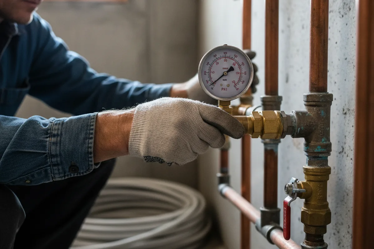 Pressure testing a repaired line during Water Line Repair in La Verne